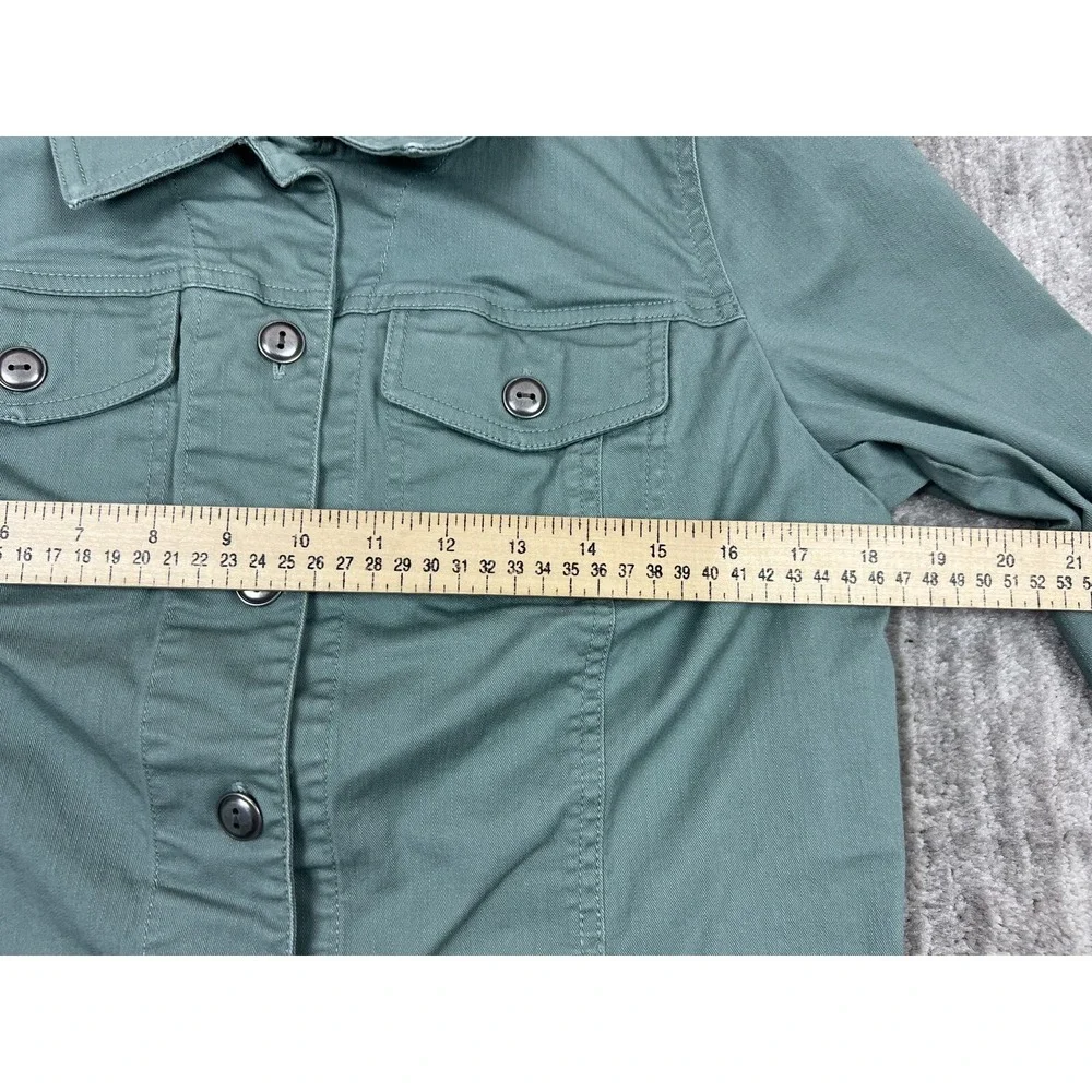 The Tog Shop Jacket Womens S Sage Green Button Front Cotton Stretch Utility Coat